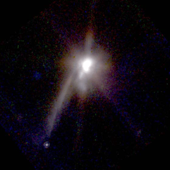 Imagen de una estrella joven con un posible planeta en el ngulo inferior izquierdo. Tomada de nssdc.gsfc.nasa.gov
