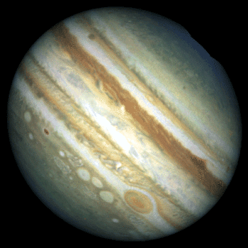 Júpiter, con sus bandas latitudinales y la Gran Mancha Roja. Tomada de www.solarviews.com