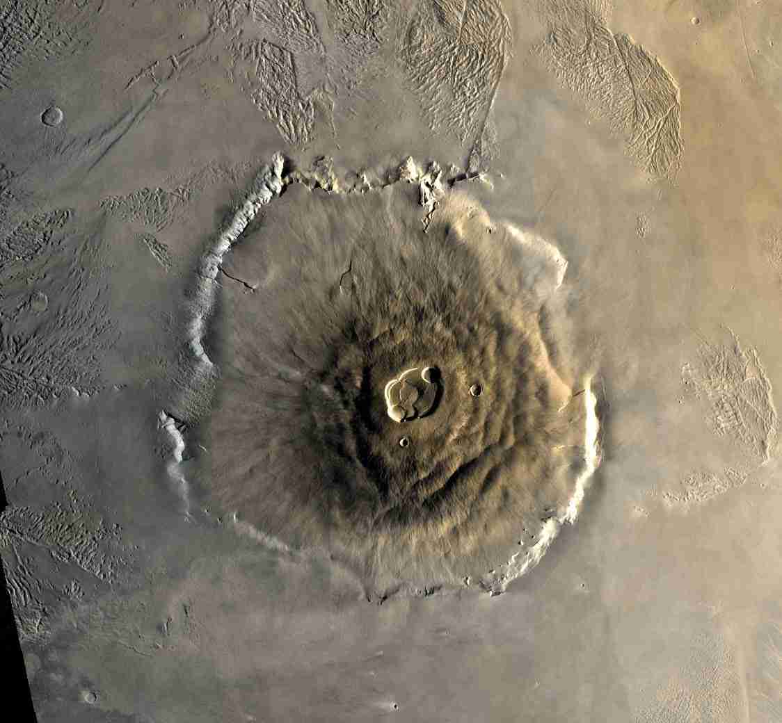 El Monte Olympo, el mayor volcán del Sistema Solar. Tomada de nssdc.gsfc.nasa.gov