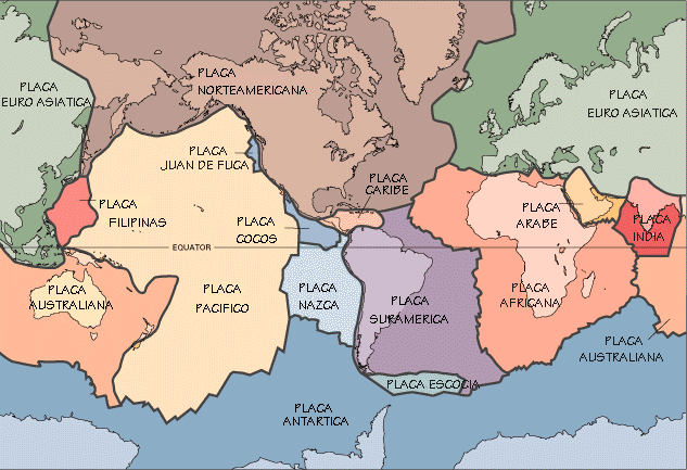 Las placas litosféricas  (cortesía del USGS)