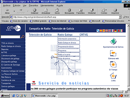 Imagen de la web de Radio Televisión de Galicia